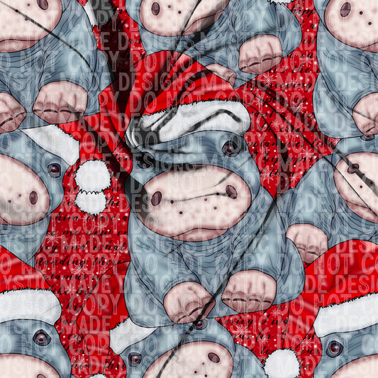 Christmas Hippopotamus Seamless