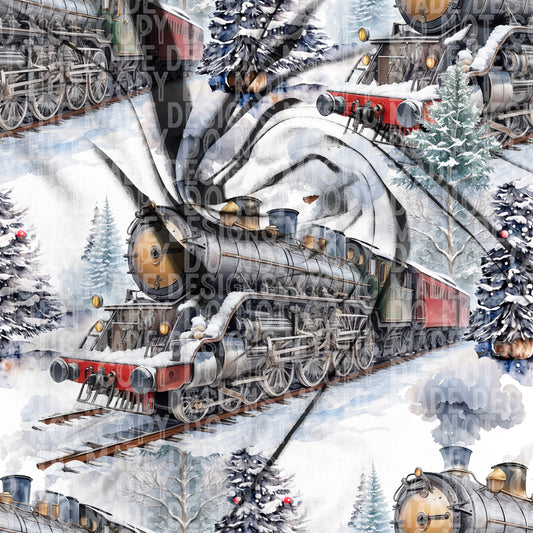 Christmas Train Transparent Seamless