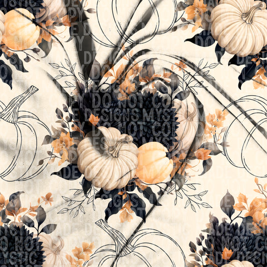 Floral Pumpkin Ivory Seamless