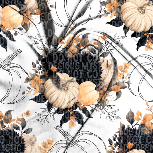 Floral Pumpkin TRANSPARENT Seamless