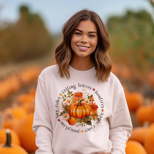 Pumpkins Hay Rides Falling Leaves Bonfires Apple Cider PNG