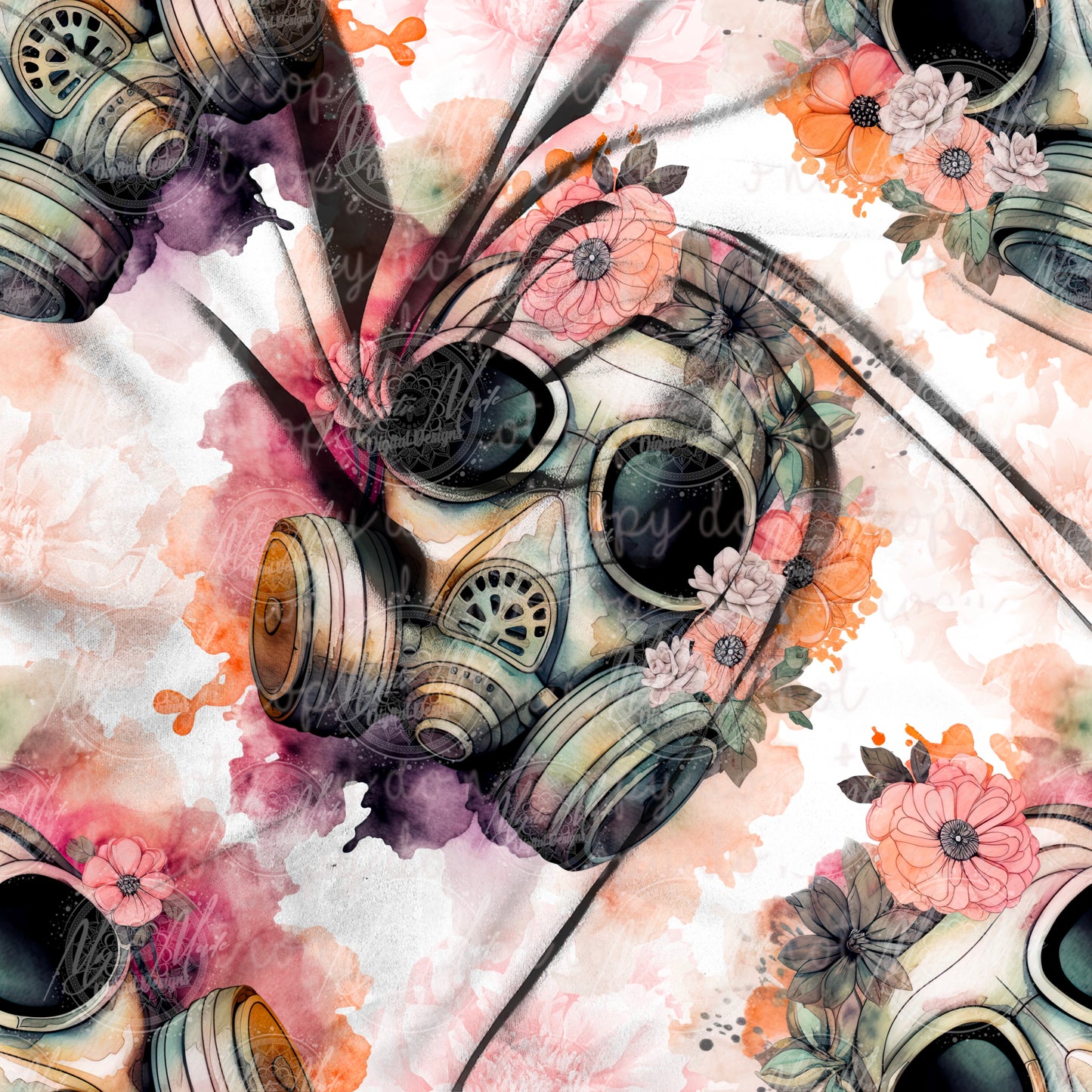 Floral Gas Mask Seamless PNG