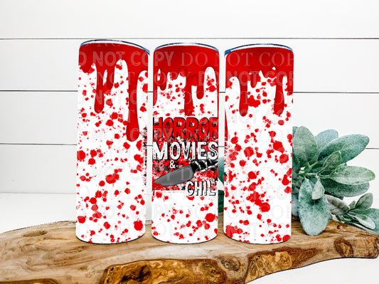 Horror Movies And Chill Blood Drip Tumbler Wrap