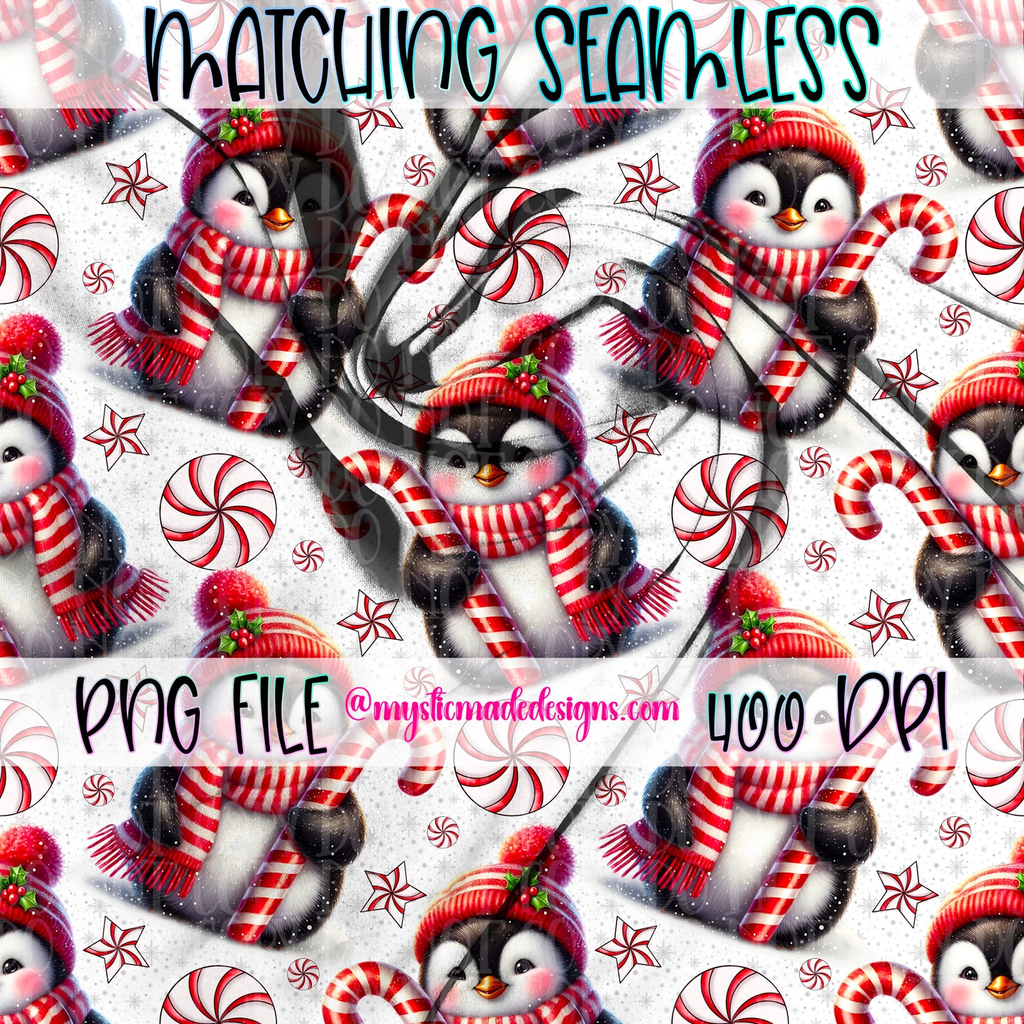 Penguin Kisses Holiday Wishes TRANSPARENT 16oz Wrap