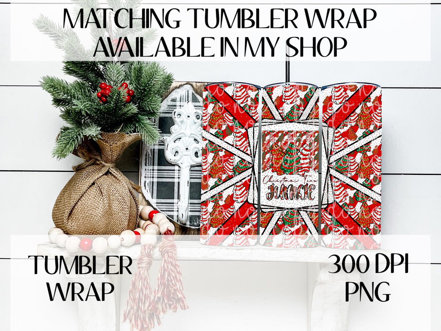 Christmas Tree Junkie TRANSPARENT 16oz Wrap