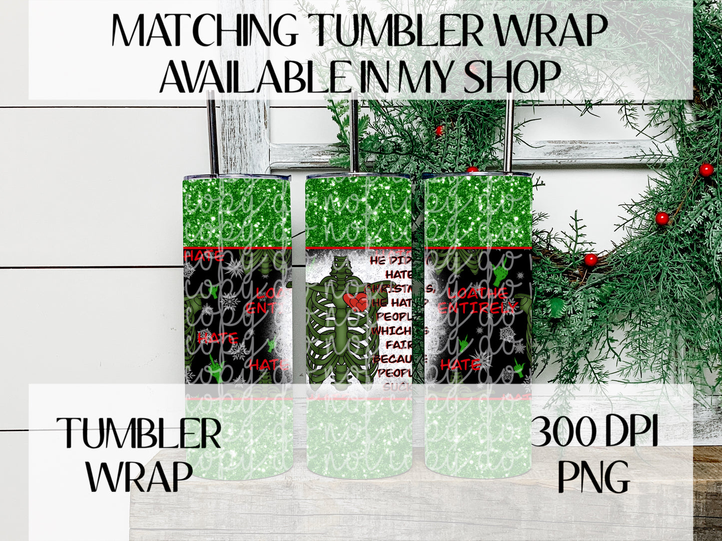 He Didn't Hate Christmas Faux Glitter Herringbone Wrap