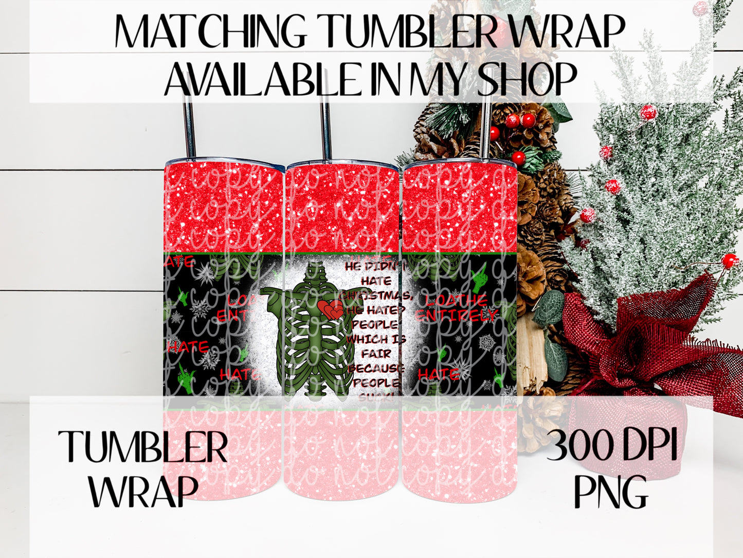 He Didn't Hate Christmas 3 Way Split Faux White Glitter Wrap