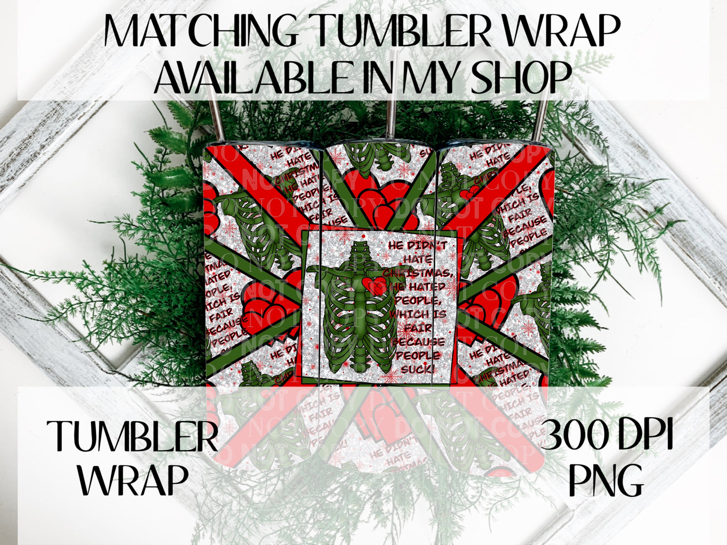 He Didn't Hate Christmas 3 Way Split Faux White Glitter Wrap