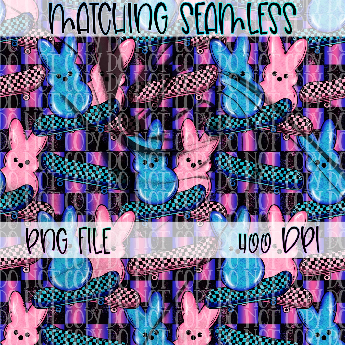 Blue Pink Ombre Checkered TRANSPARENT Seamless