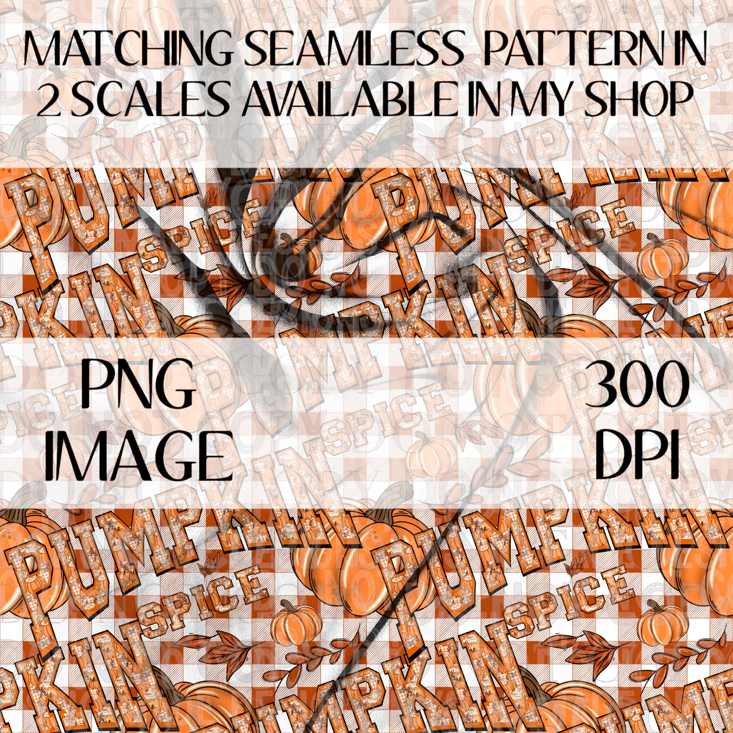 Pumpkin Spice Orange Plaid TRANSPARENT Seamless