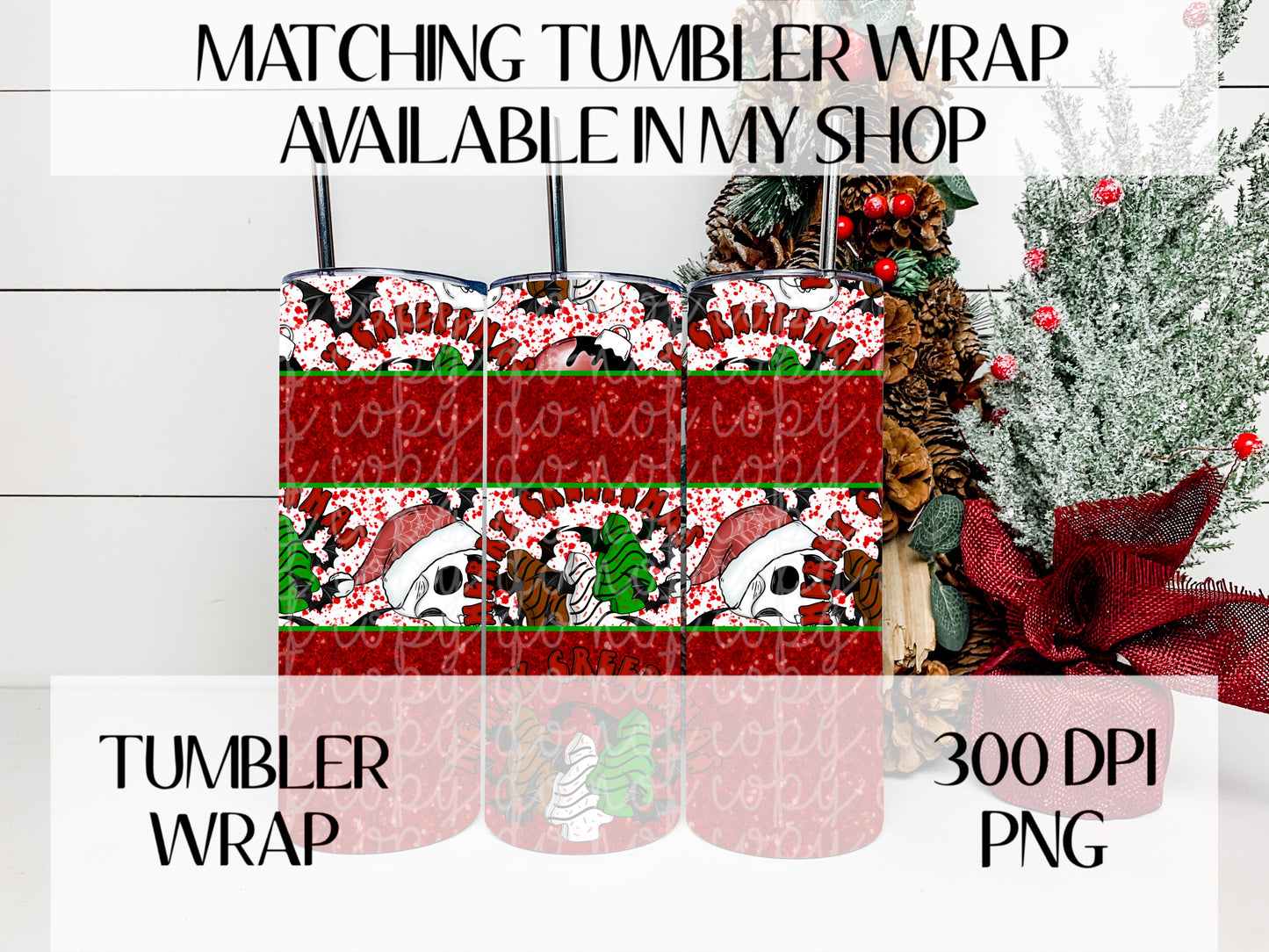 Merry Creepsmas TRANSPARENT 16oz Wrap