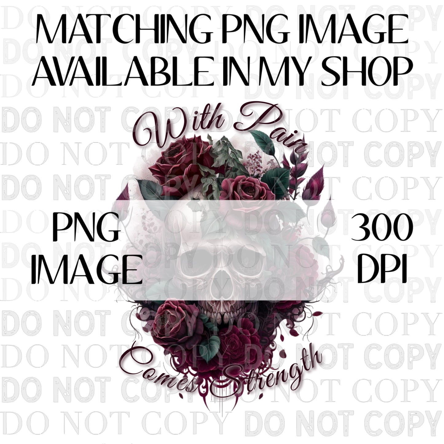 Floral Skull Seamless PNG