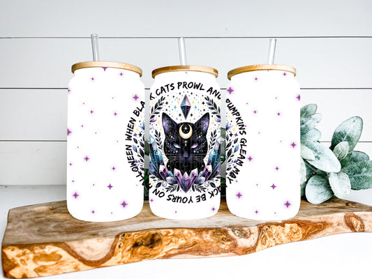 When Black Cats Prowl And Pumpkins Gleam May Luck Be Yours On Halloween TRANSPARENT 16oz Wrap