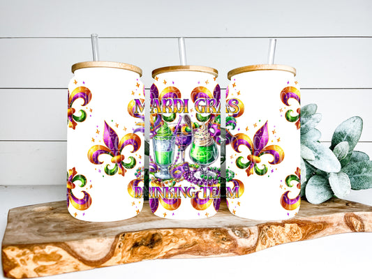 Mardi Gras Drinking Team TRANSPARENT 16oz Wrap