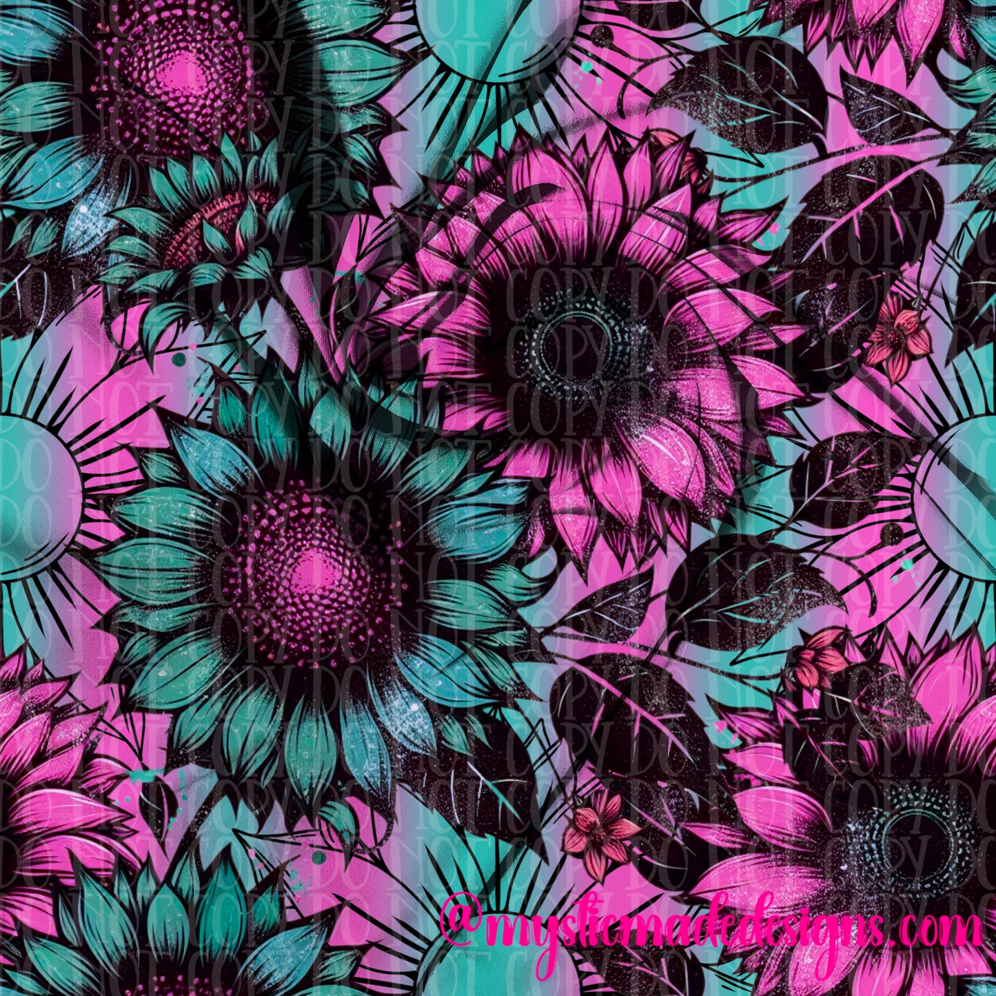 Pink & Teal Sunflower Seamless