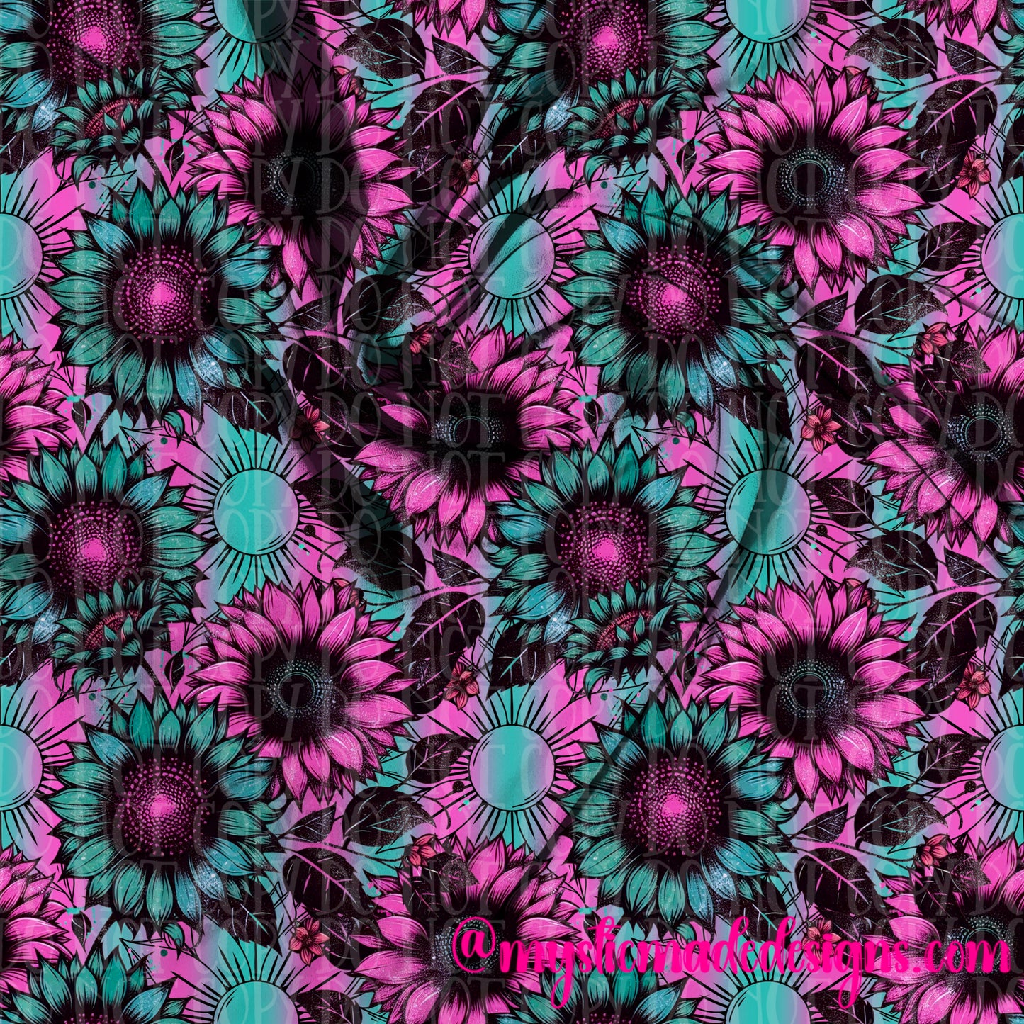 Pink & Teal Sunflower Seamless