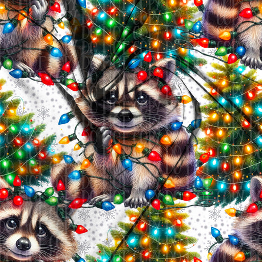 Christmas Raccoon TRANSPARENT Seamless