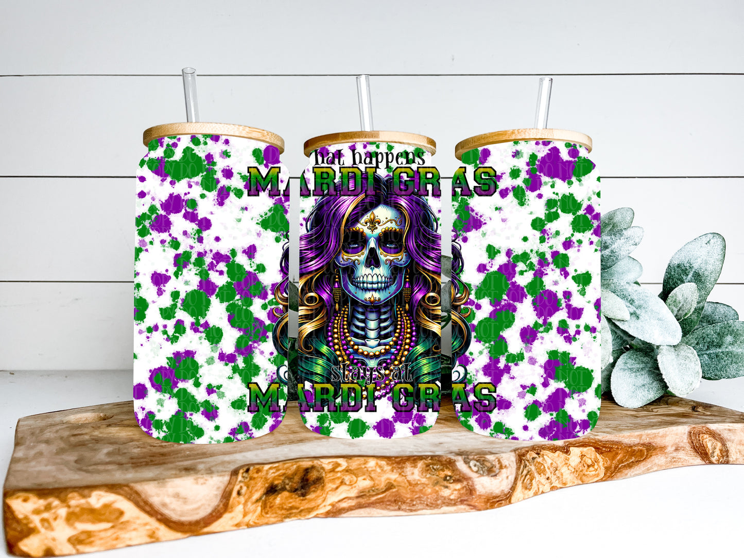 What Happens At Mardi Gras Stays At Mardi Gras TRANSPARENT 16oz Wrap