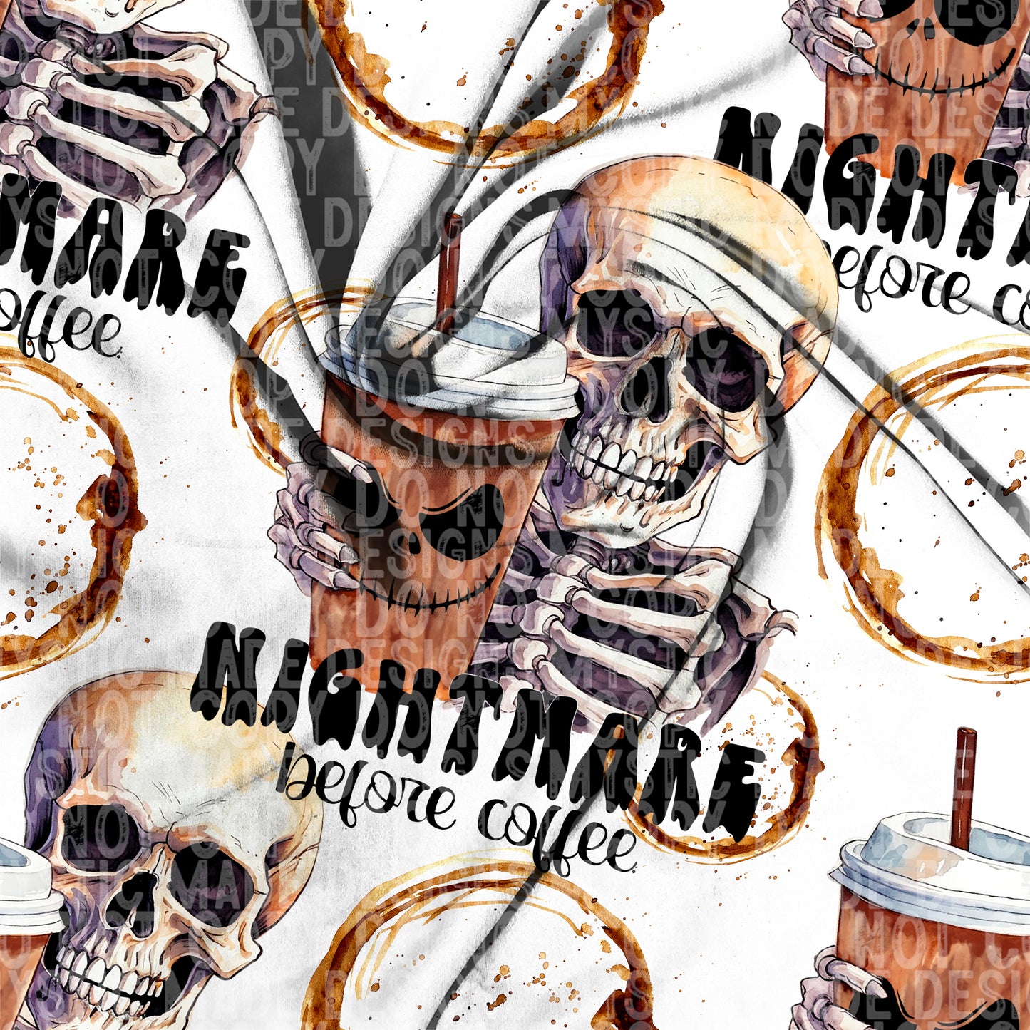 Nightmare Before Coffee TRANSPARENT Seamless