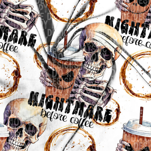 Nightmare Before Coffee TRANSPARENT Seamless