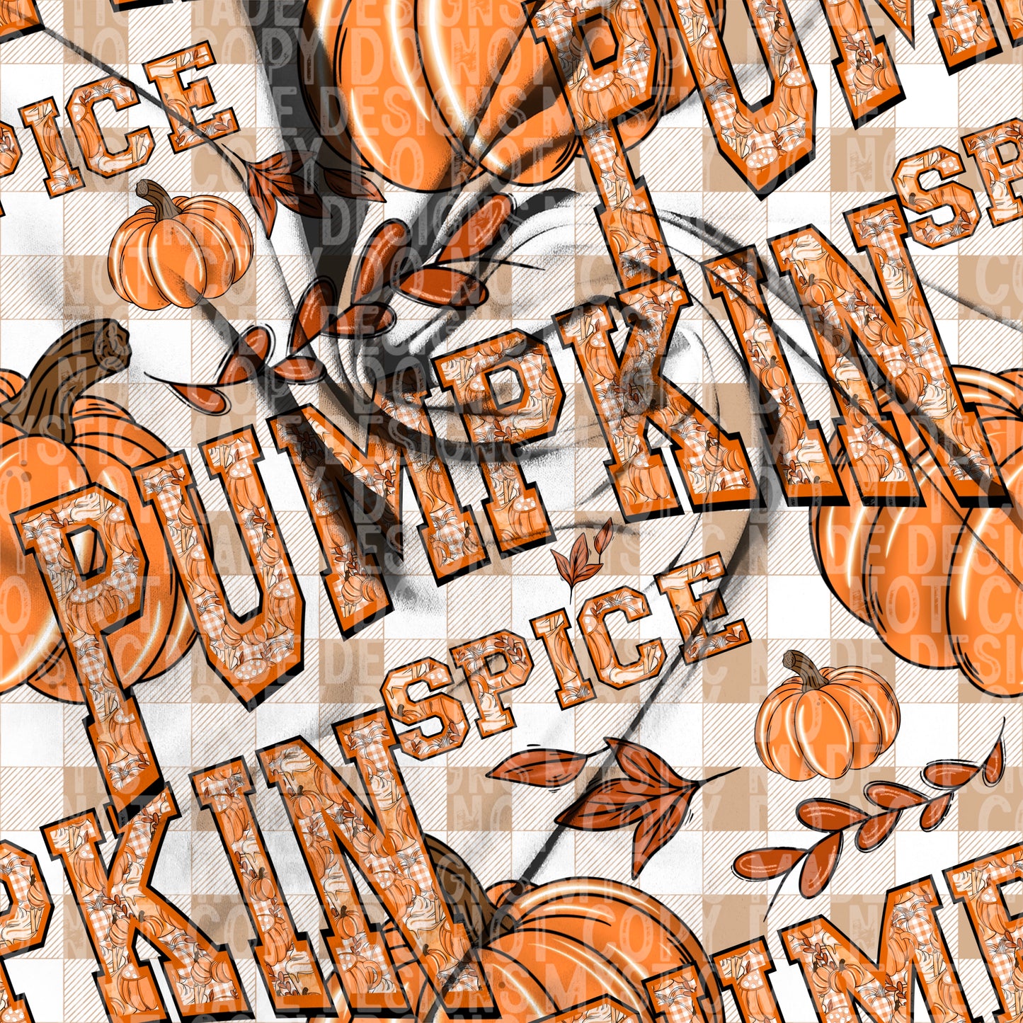 Pumpkin Spice Khaki Plaid TRANSPARENT Seamless