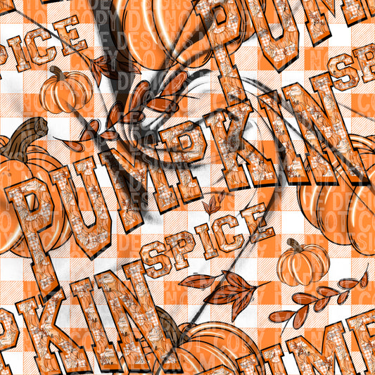 Pumpkin Spice Orange Plaid TRANSPARENT Seamless