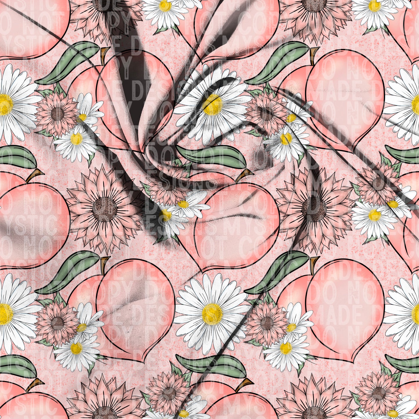 Peachy Floral Seamless In 2 Scales, PNG