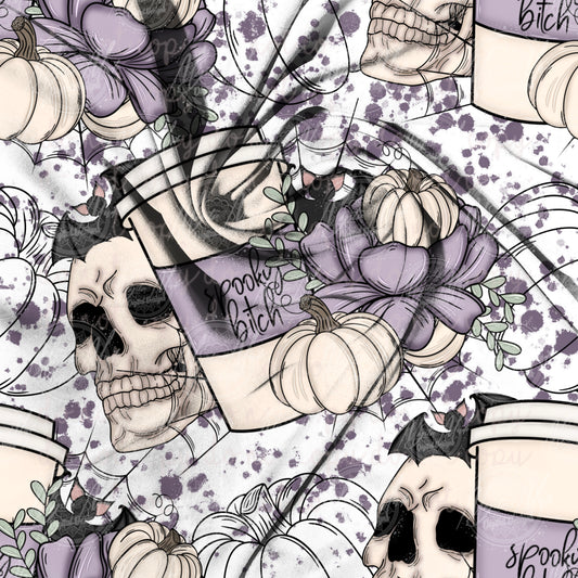 Skull Spooky Bitch TRANSPARENT Seamless