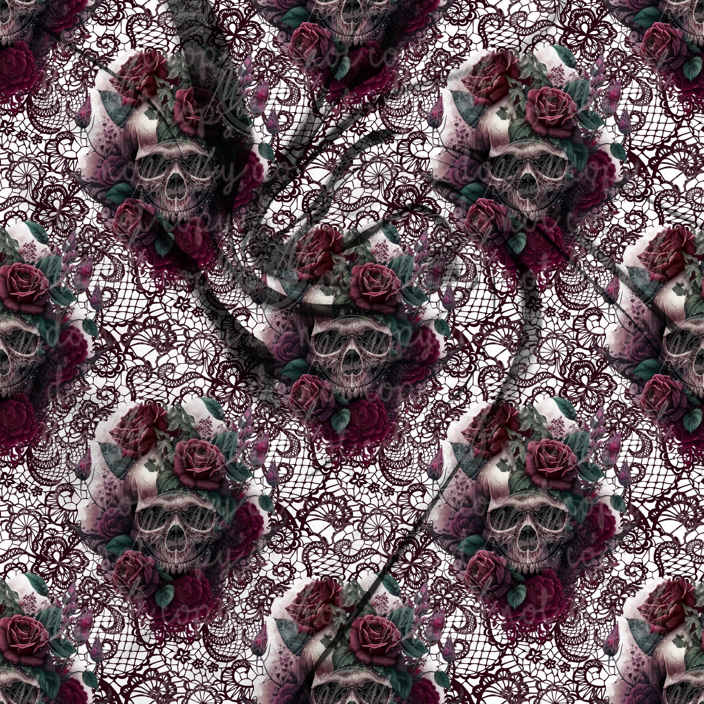 Floral Skull Seamless PNG