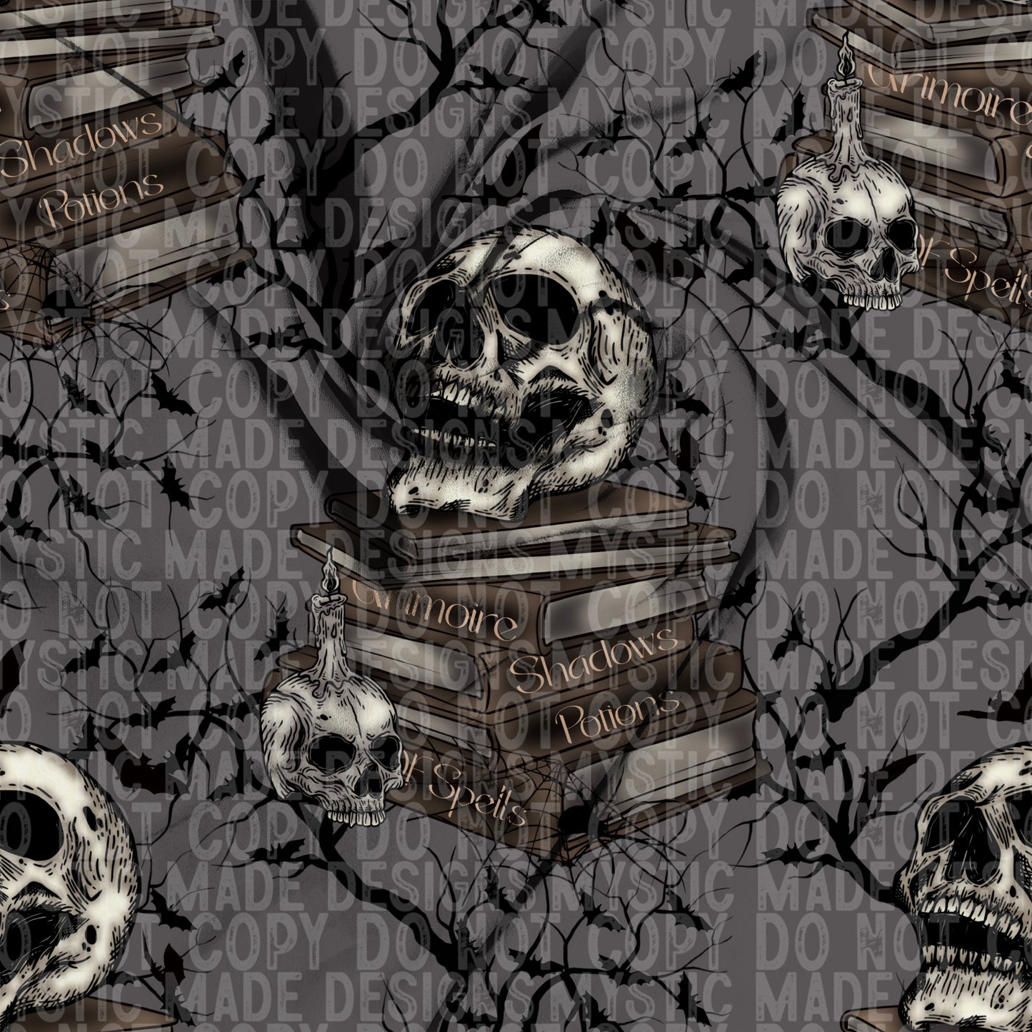 Skull Spell Book Seamless