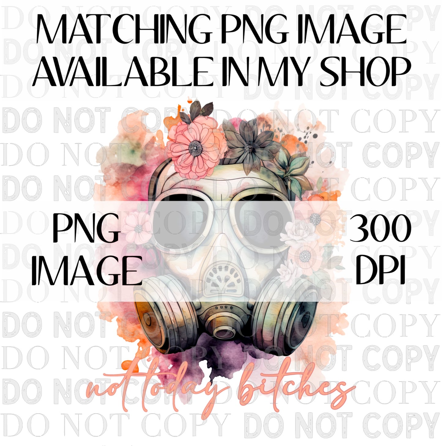 Floral Gas Mask Seamless PNG