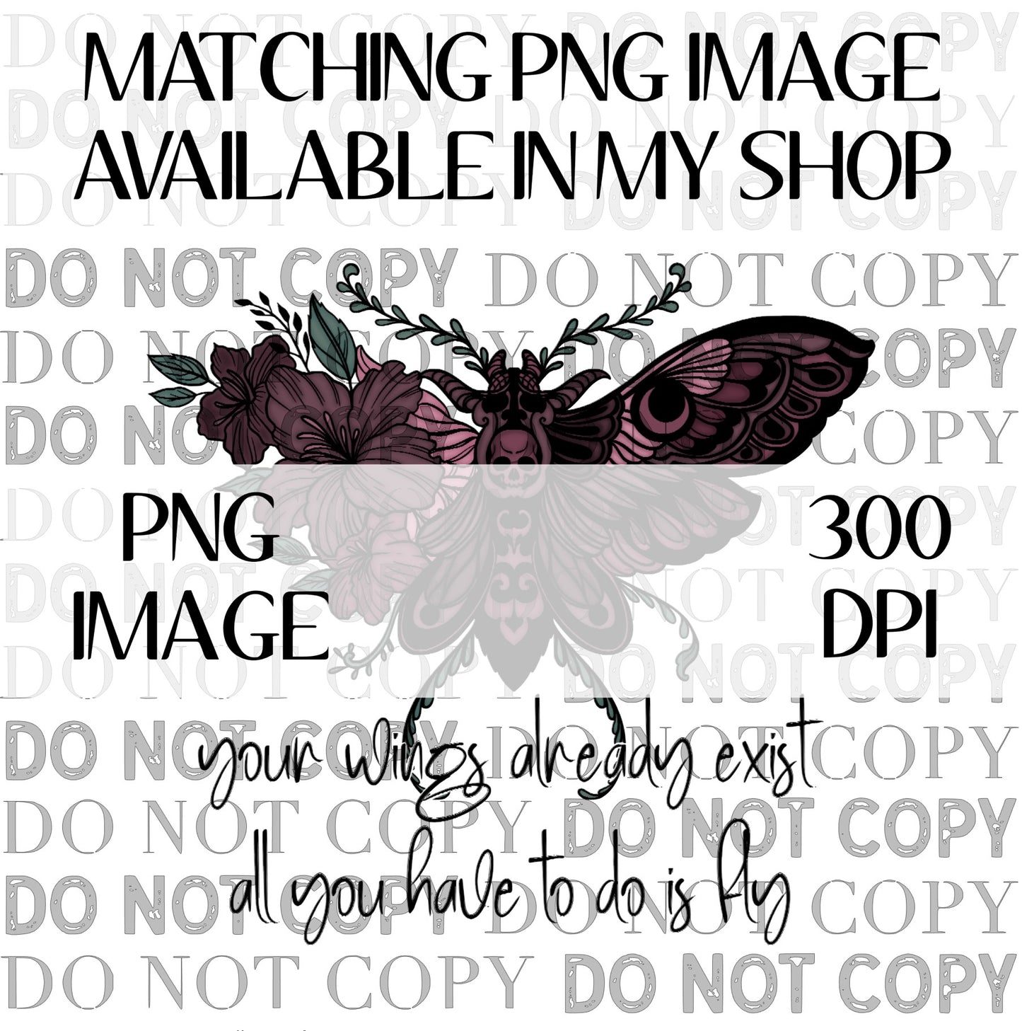 Floral Moth Seamless PNG