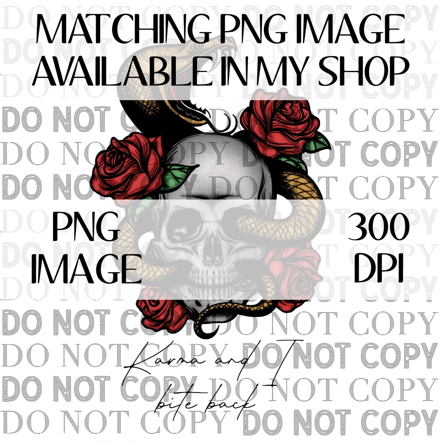 Dark Snake Skull Rose Seamless PNG